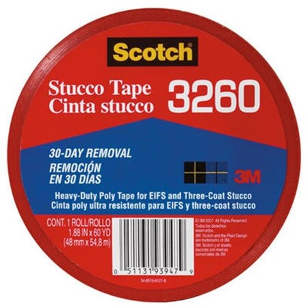3M Scotch Heavy-Duty Poly Stucco Tape - 1.88" X 60 Yards, Case Of 12 Rolls